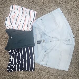 Three Women's Shirts, One Denim Short.